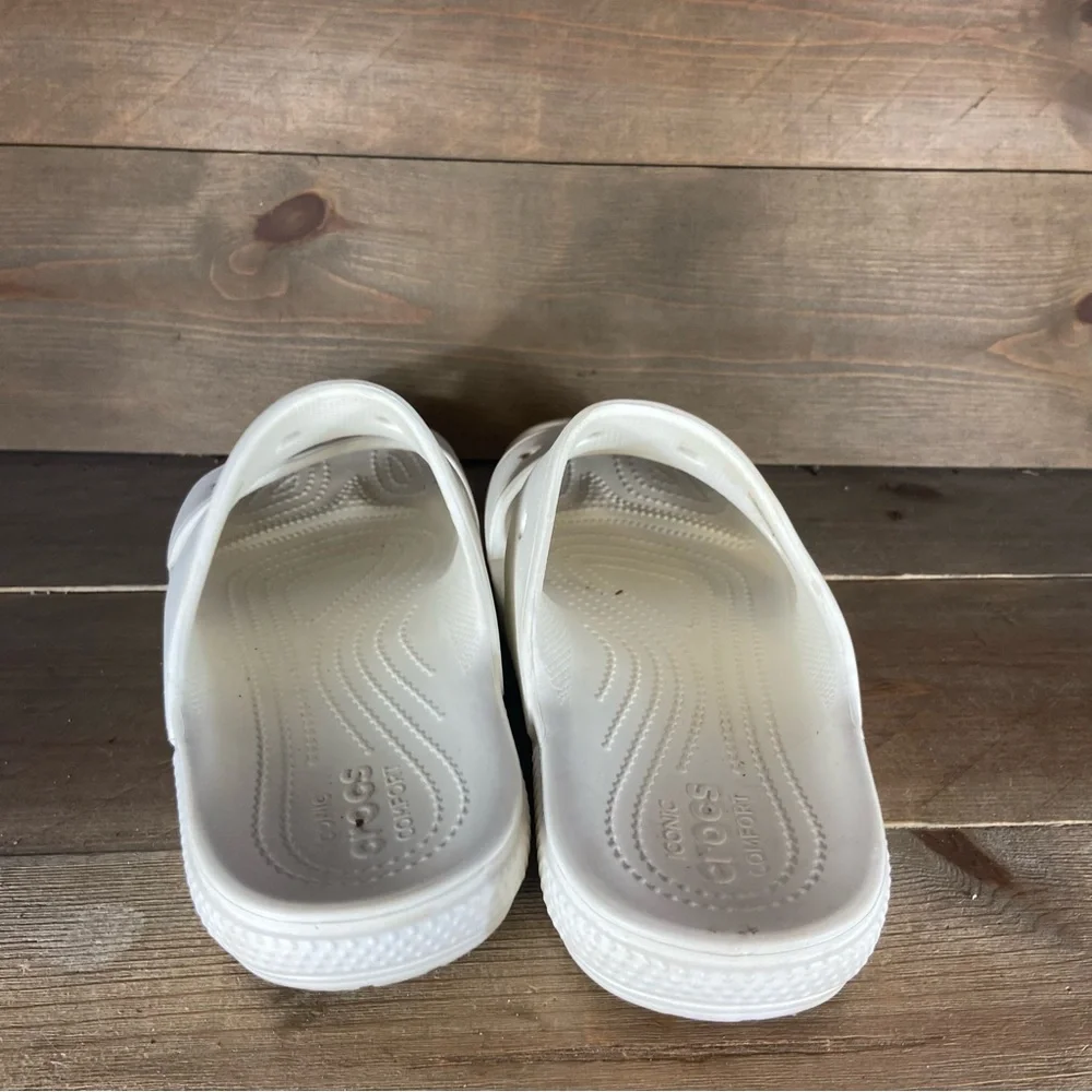crocs classic mens size 9 shoes white slip on slide comfort sandals